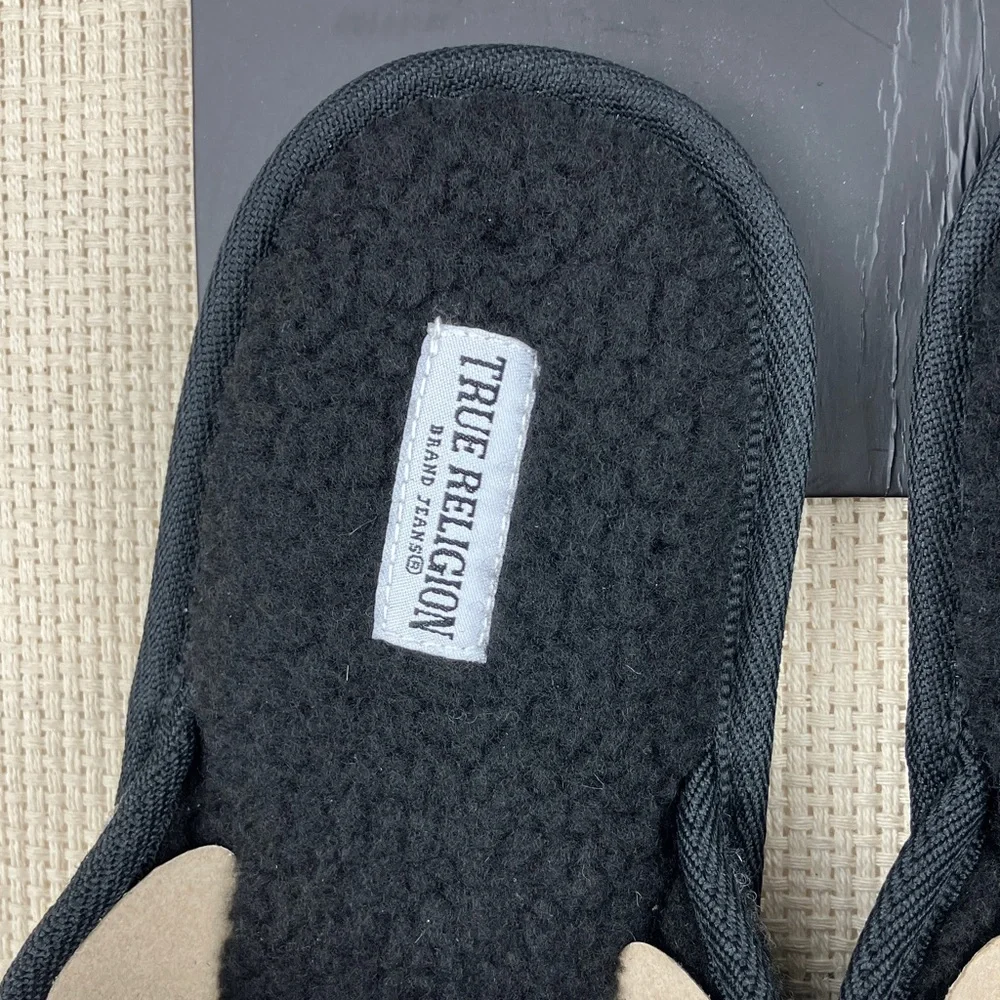 True Religion Horseshoe Slippers Gray Red NWT
